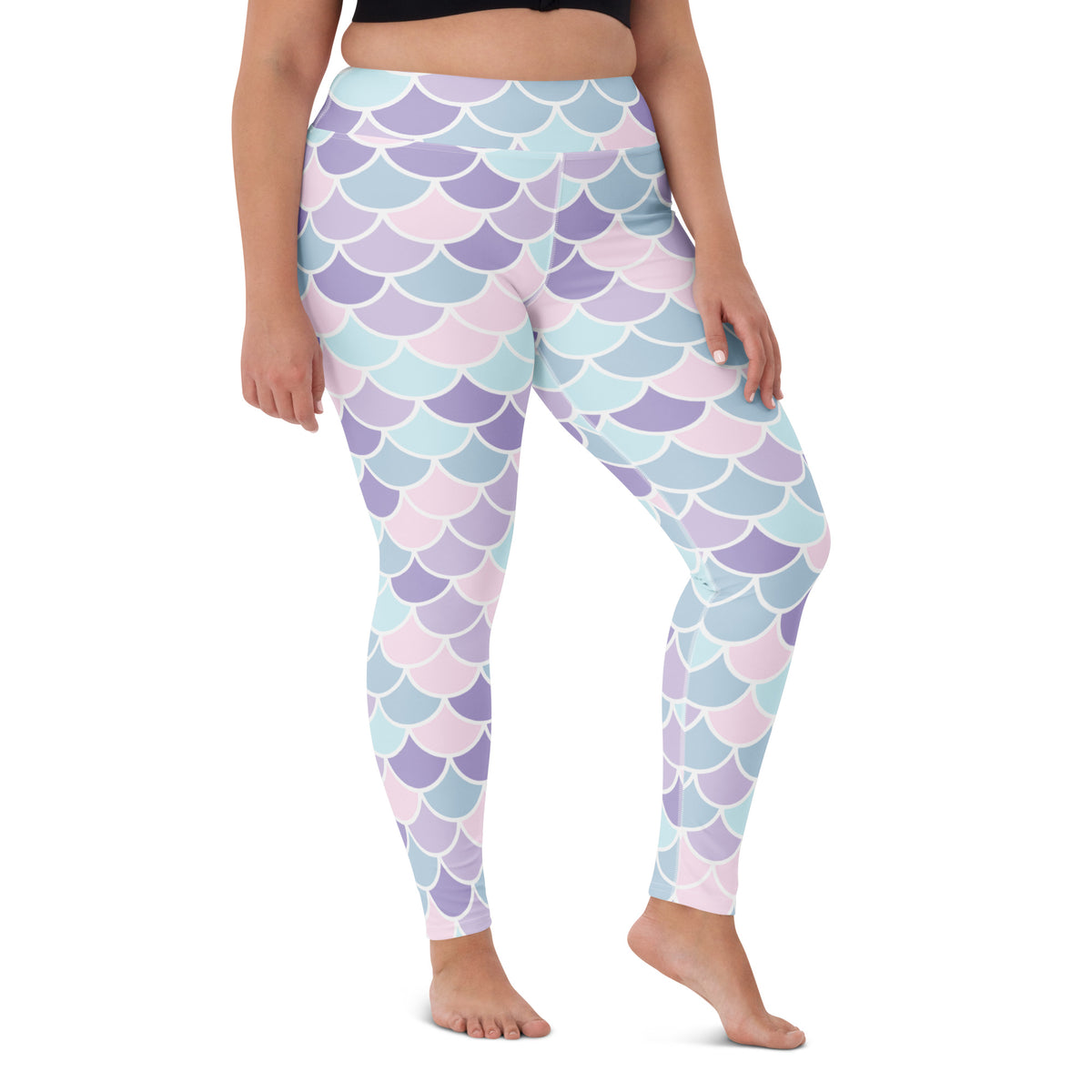 Women's Pastel Mermaid Scales Buttery Soft Yoga Leggings - Quick Drying, High Waisted Comfort