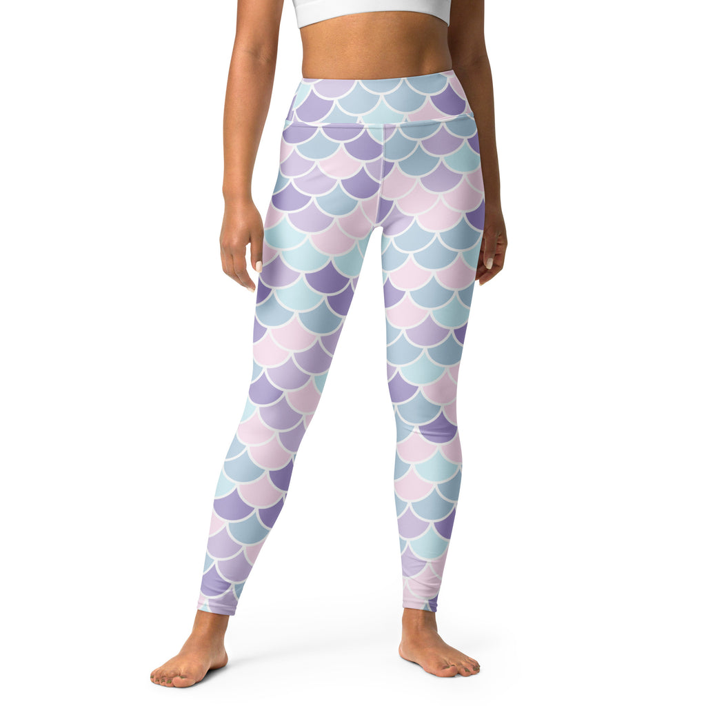 Women's Pastel Mermaid Scales Buttery Soft Yoga Leggings - Quick Drying, High Waisted Comfort