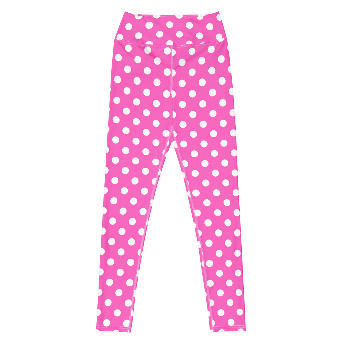 Women's Hot Pink Polka Dot Buttery Soft Yoga Leggings - Quick Drying, High Waisted Comfort