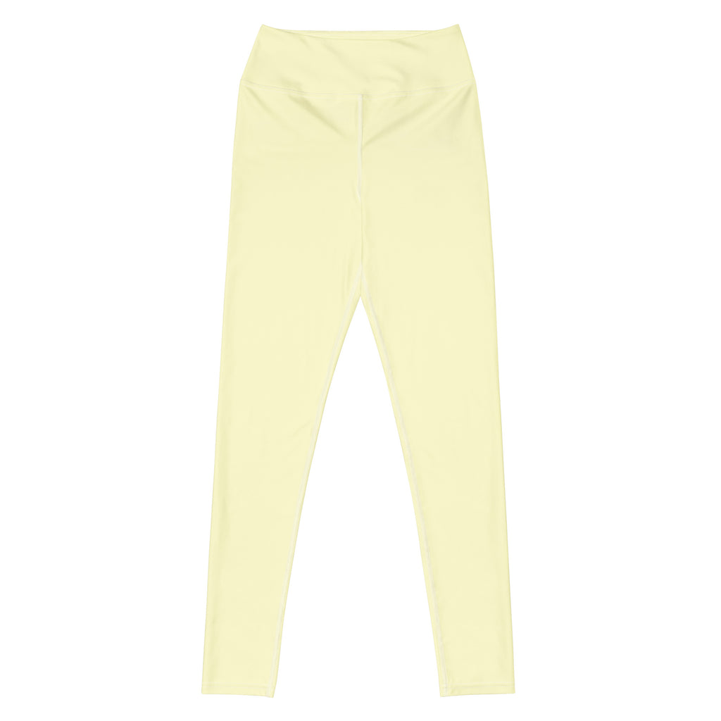 Women's Pastel Yellow Buttery Soft Yoga Leggings - Quick Drying, High Waisted Comfort