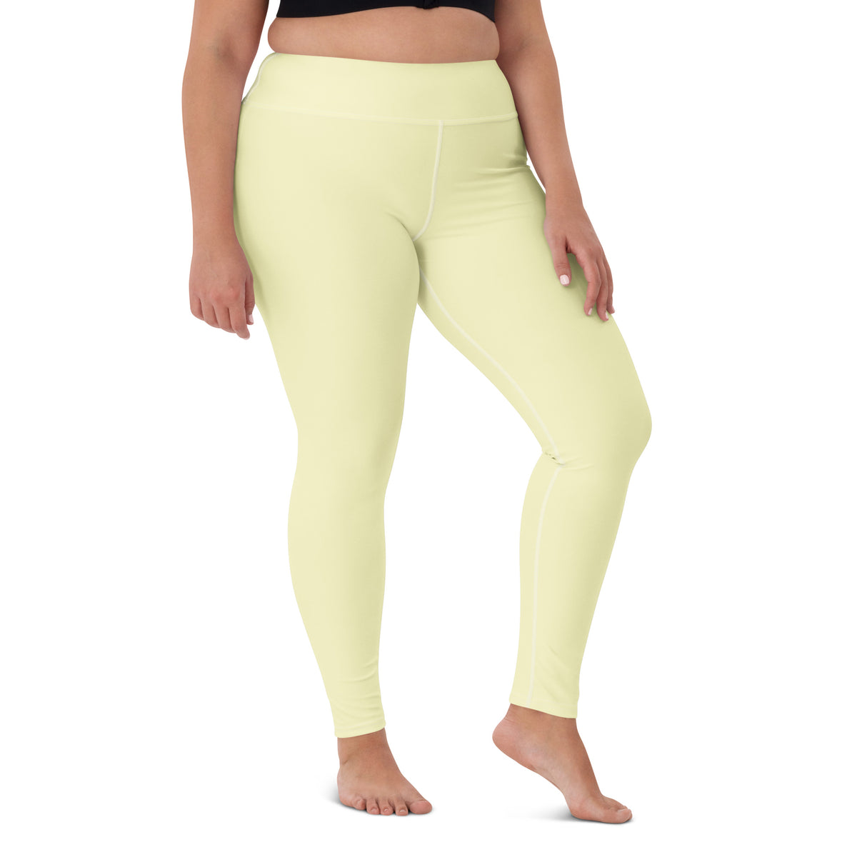 Women's Pastel Yellow Buttery Soft Yoga Leggings - Quick Drying, High Waisted Comfort