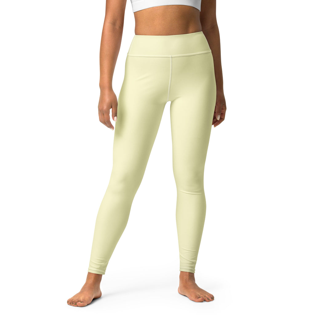 Women's Pastel Yellow Buttery Soft Yoga Leggings - Quick Drying, High Waisted Comfort