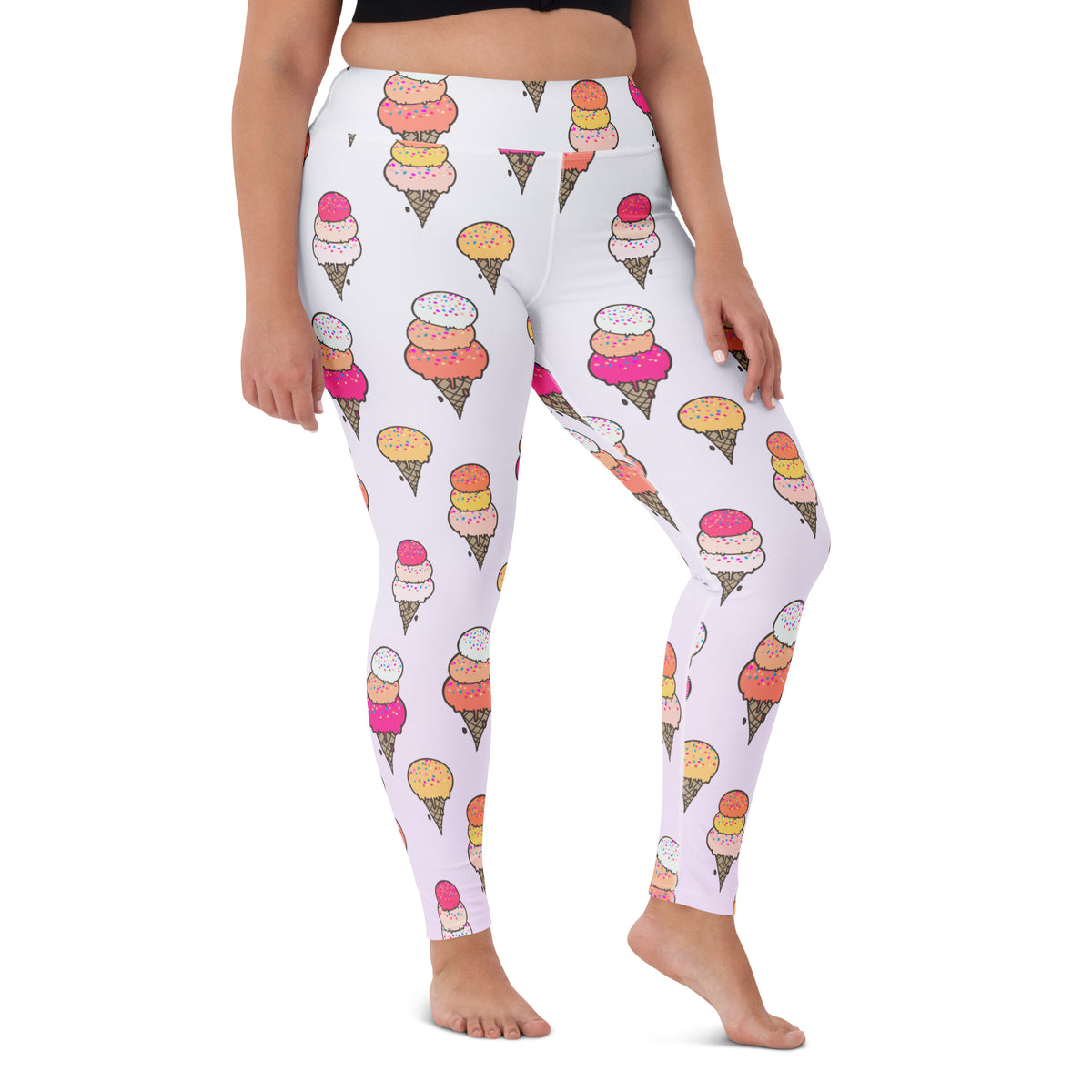 Women's Ice Cream Cone Buttery Soft Yoga Leggings - Quick Drying, High Waisted Comfort