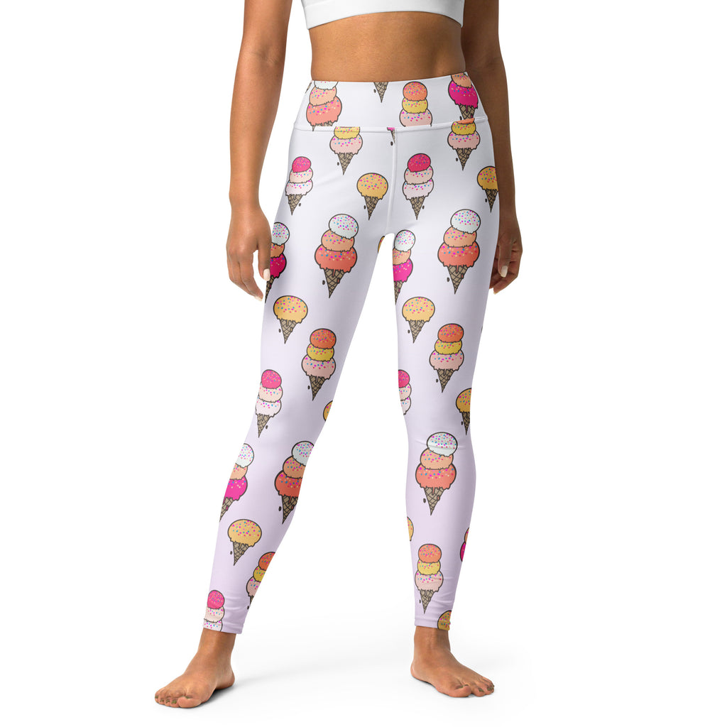 Women's Ice Cream Cone Buttery Soft Yoga Leggings - Quick Drying, High Waisted Comfort