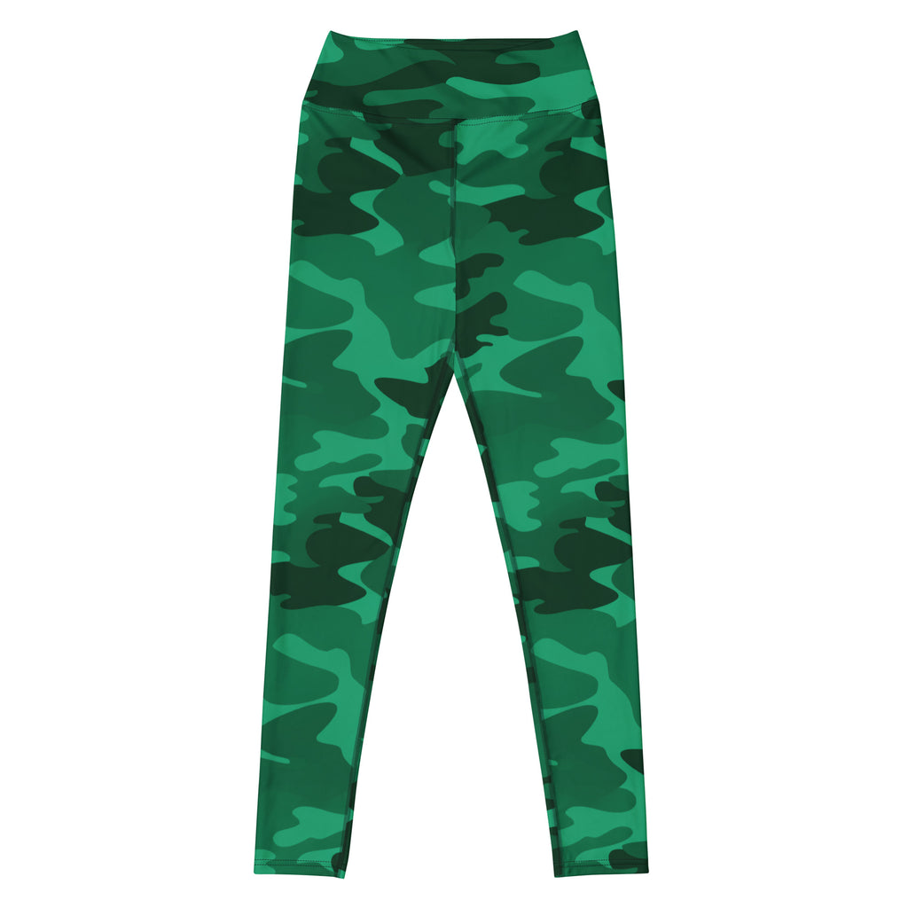 Women's Green Camouflage Buttery Soft Yoga Leggings - Quick Drying, High Waisted Comfort