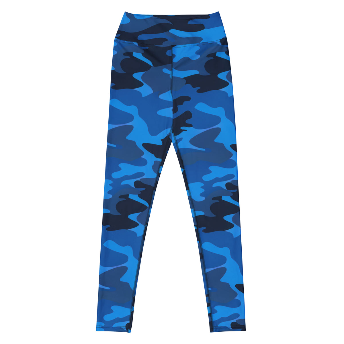 Women's Blue Camouflage Buttery Soft Yoga Leggings - Quick Drying, High Waisted Comfort