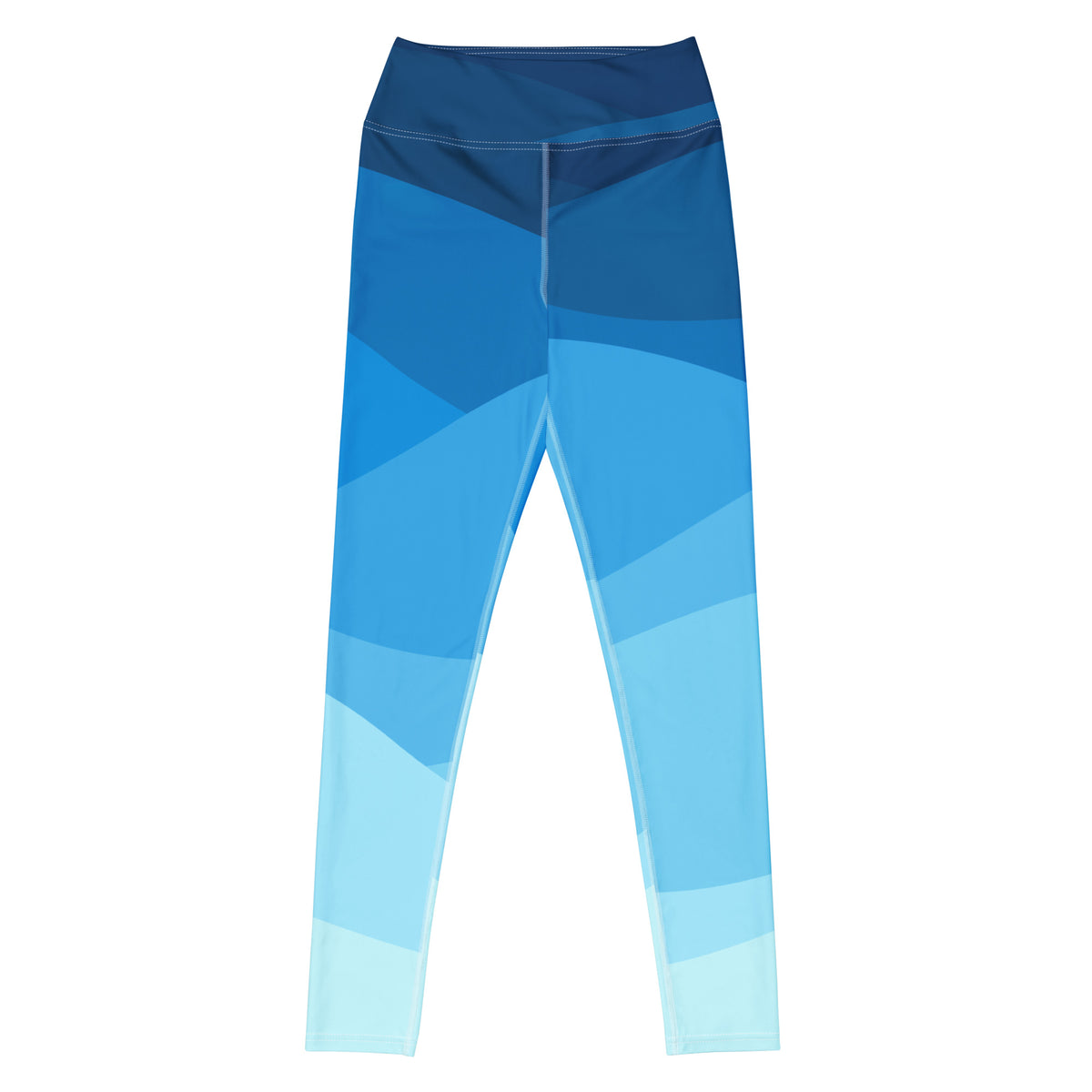 Women's Blue Ombre Ocean Waves Buttery Soft Yoga Leggings - Quick Drying, High Waisted Comfort