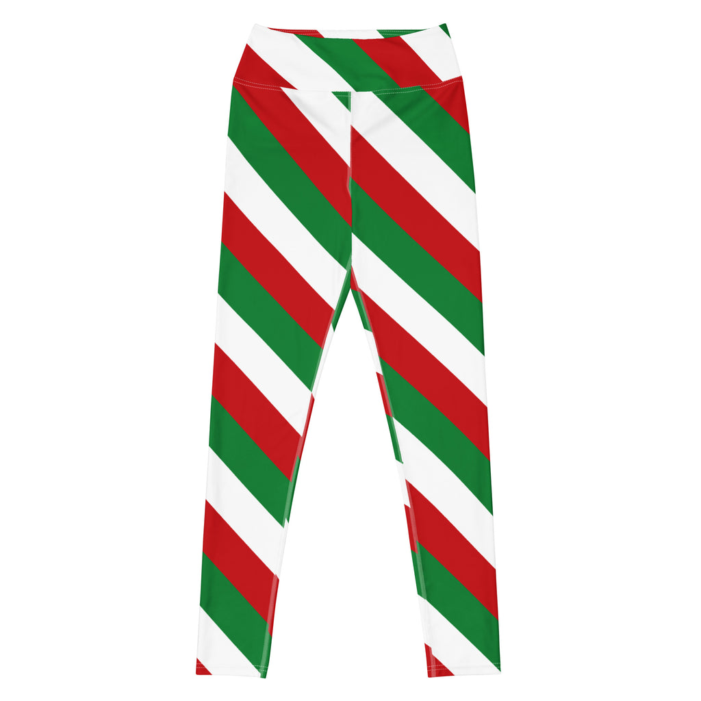Women's Christmas Candy Cane Stripe Buttery Soft Yoga Leggings - Quick Drying, High Waisted Comfort