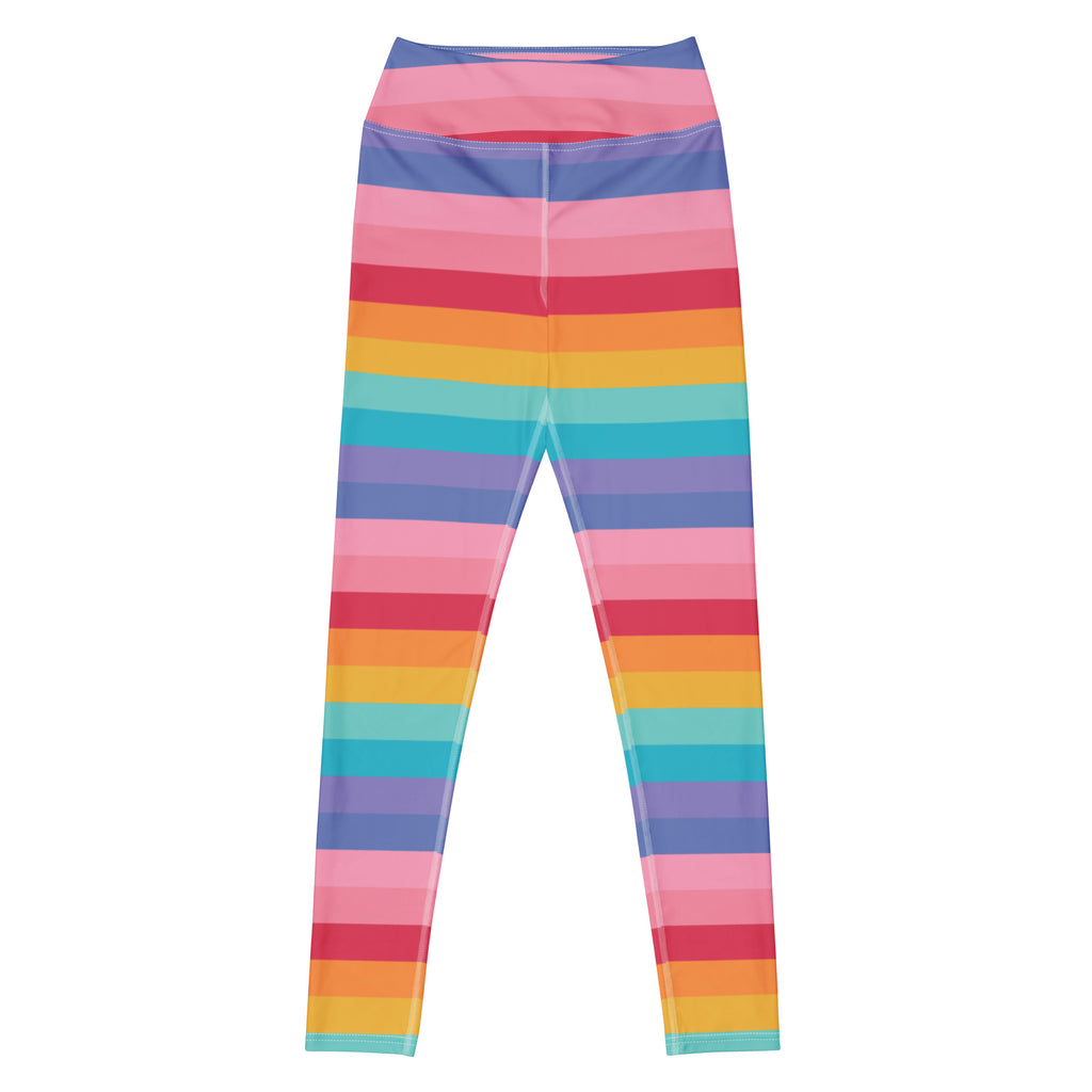 Women's Bright Striped Rainbow Buttery Soft Yoga Leggings - Quick Drying, High Waisted Comfort