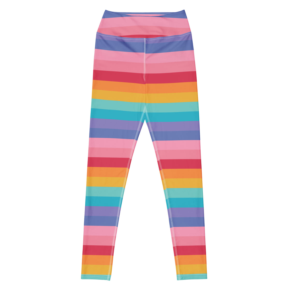 Women's Bright Striped Rainbow Buttery Soft Yoga Leggings - Quick Drying, High Waisted Comfort