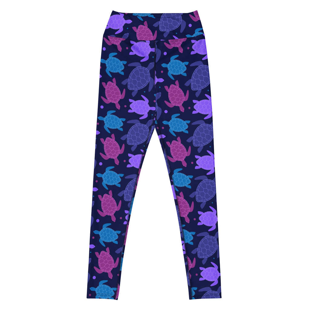 Women's Purple Sea Turtle Buttery Soft Yoga Leggings - Quick Drying, High Waisted Comfort