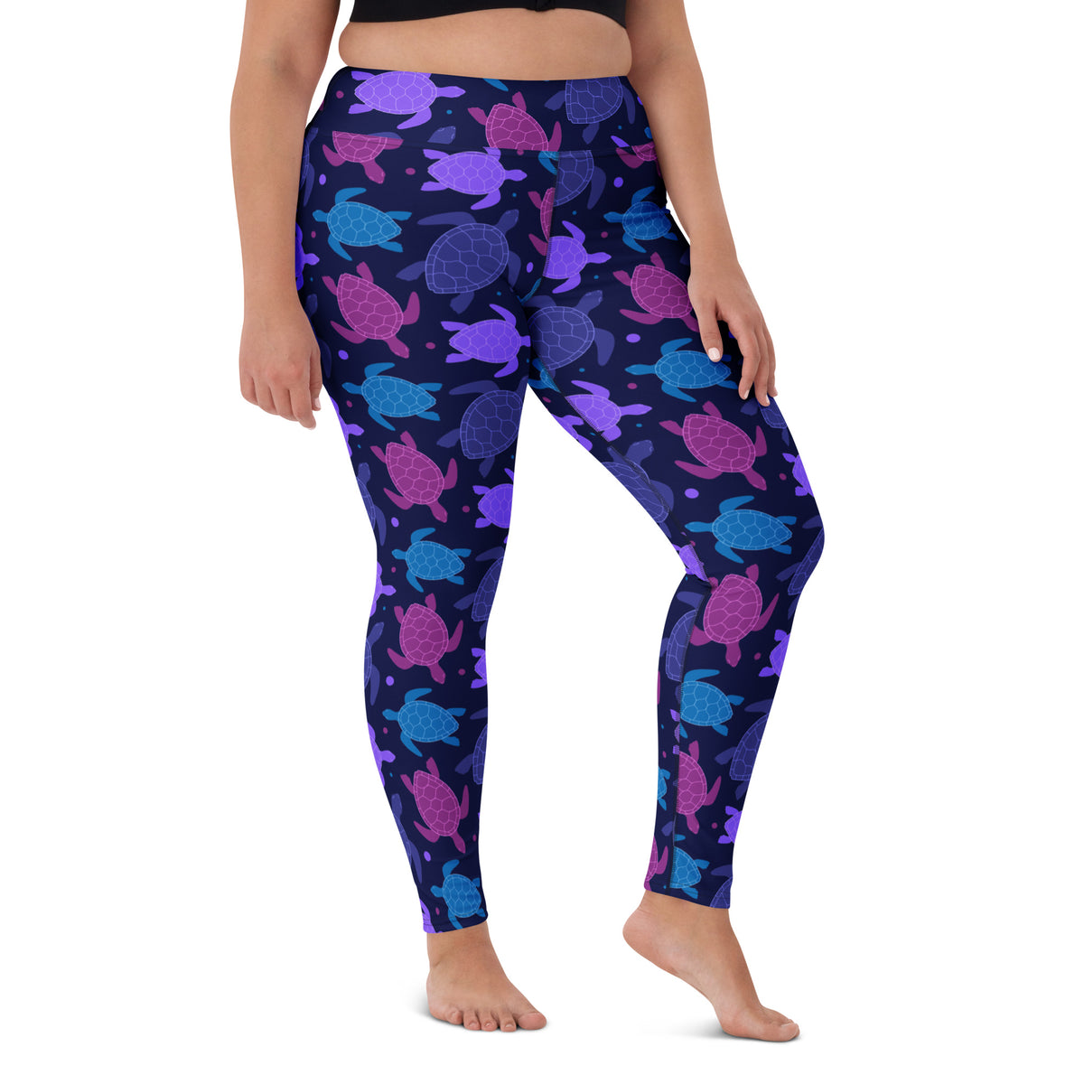 Women's Purple Sea Turtle Buttery Soft Yoga Leggings - Quick Drying, High Waisted Comfort
