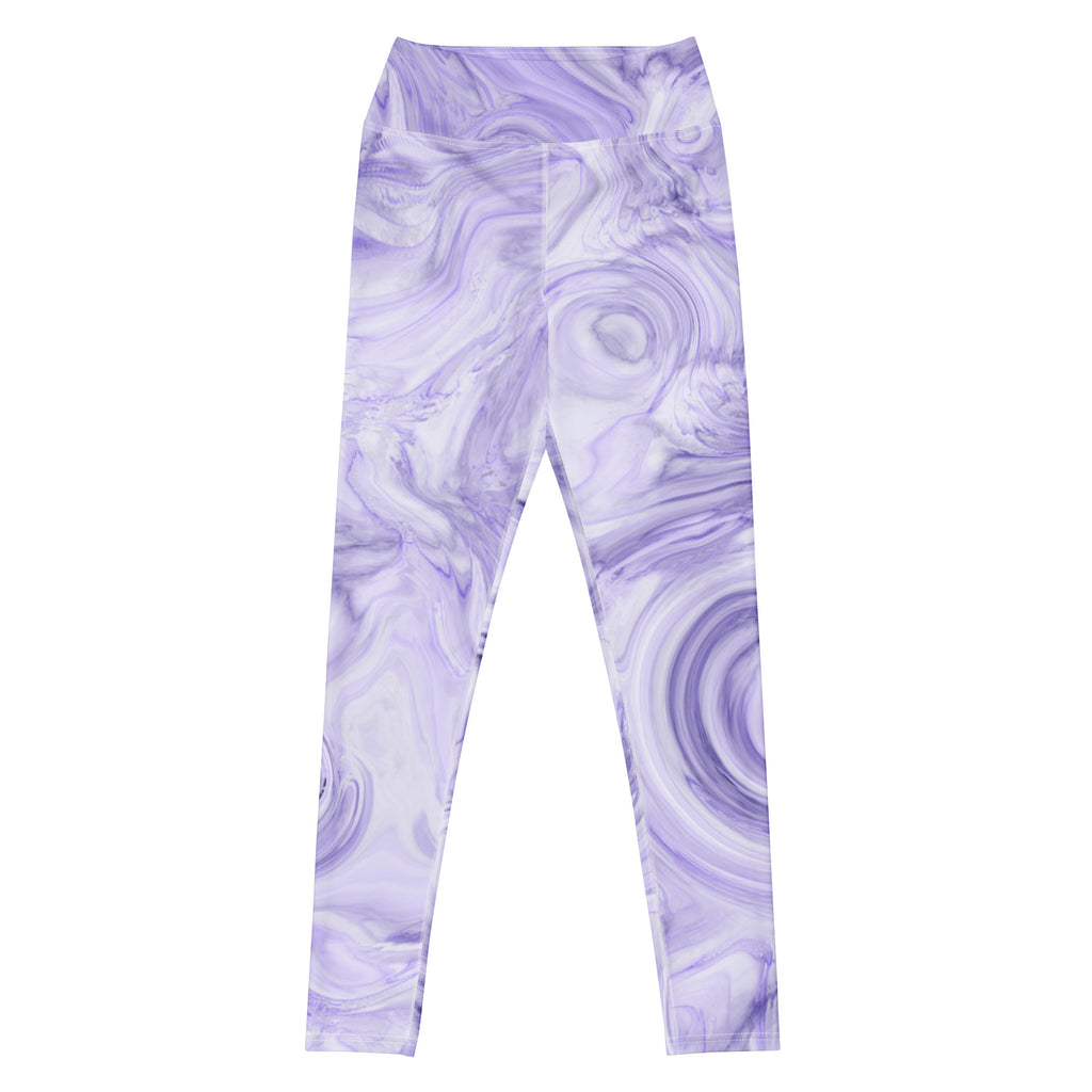 Women's Purple Marble Buttery Soft Yoga Leggings - Quick Drying, High Waisted Comfort