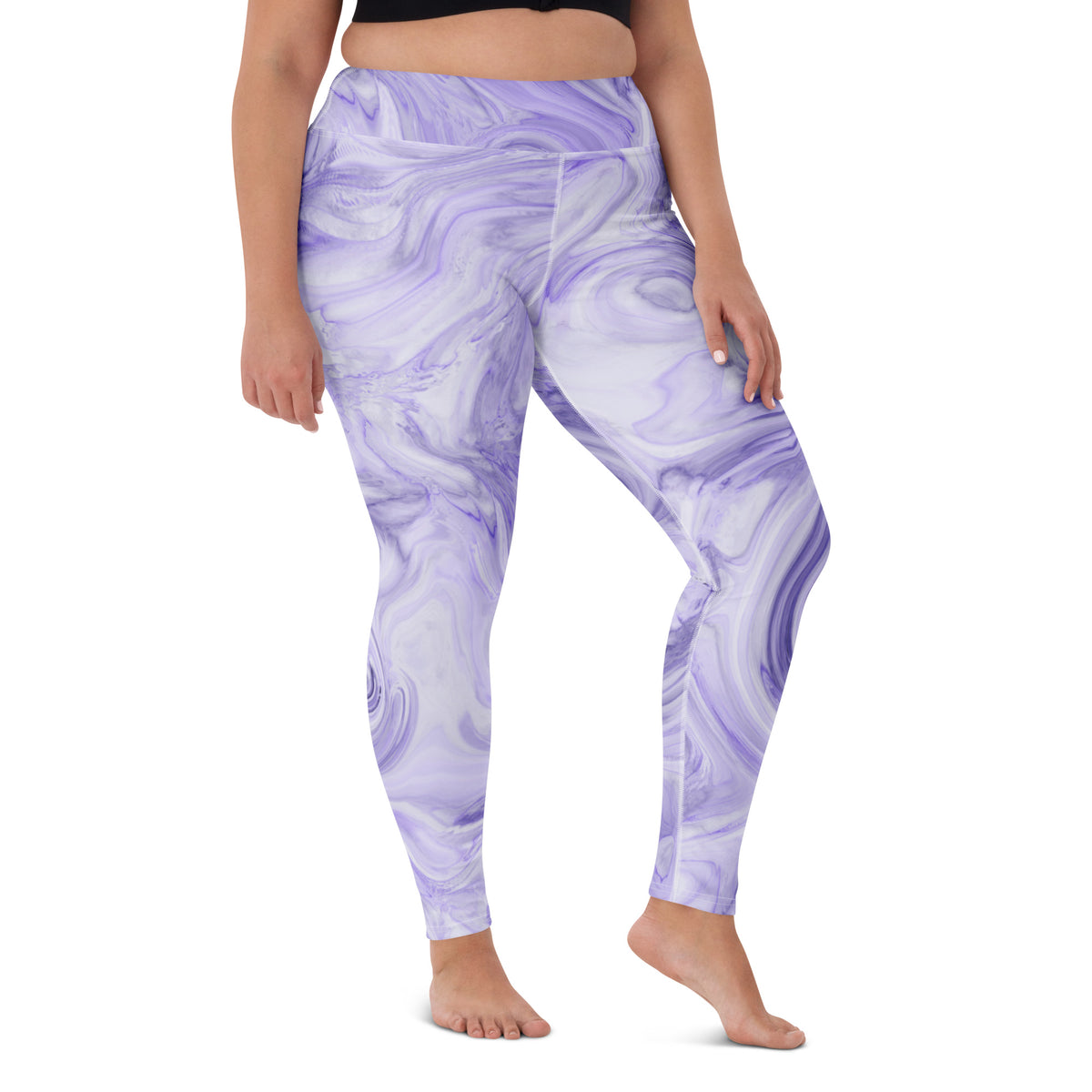 Women's Purple Marble Buttery Soft Yoga Leggings - Quick Drying, High Waisted Comfort