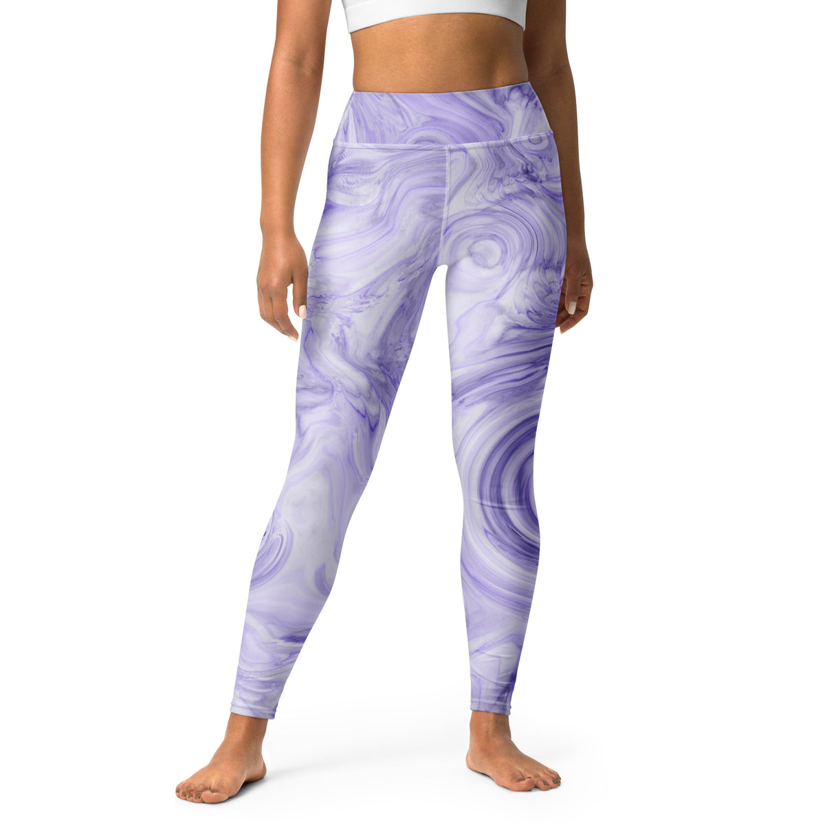 Women's Purple Marble Buttery Soft Yoga Leggings - Quick Drying, High Waisted Comfort