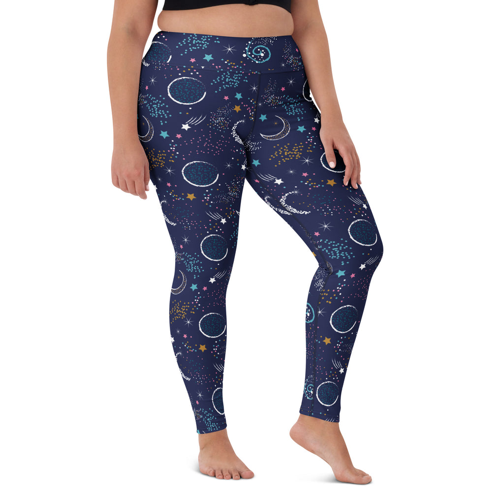 Women's Dark Purple Space Buttery Soft Yoga Leggings - Quick Drying, High Waisted Comfort