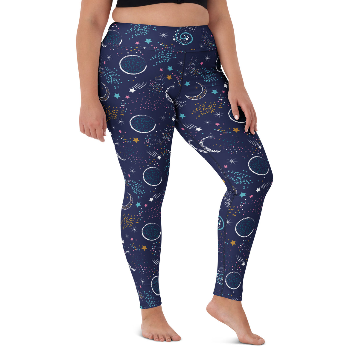 Women's Dark Purple Space Buttery Soft Yoga Leggings - Quick Drying, High Waisted Comfort
