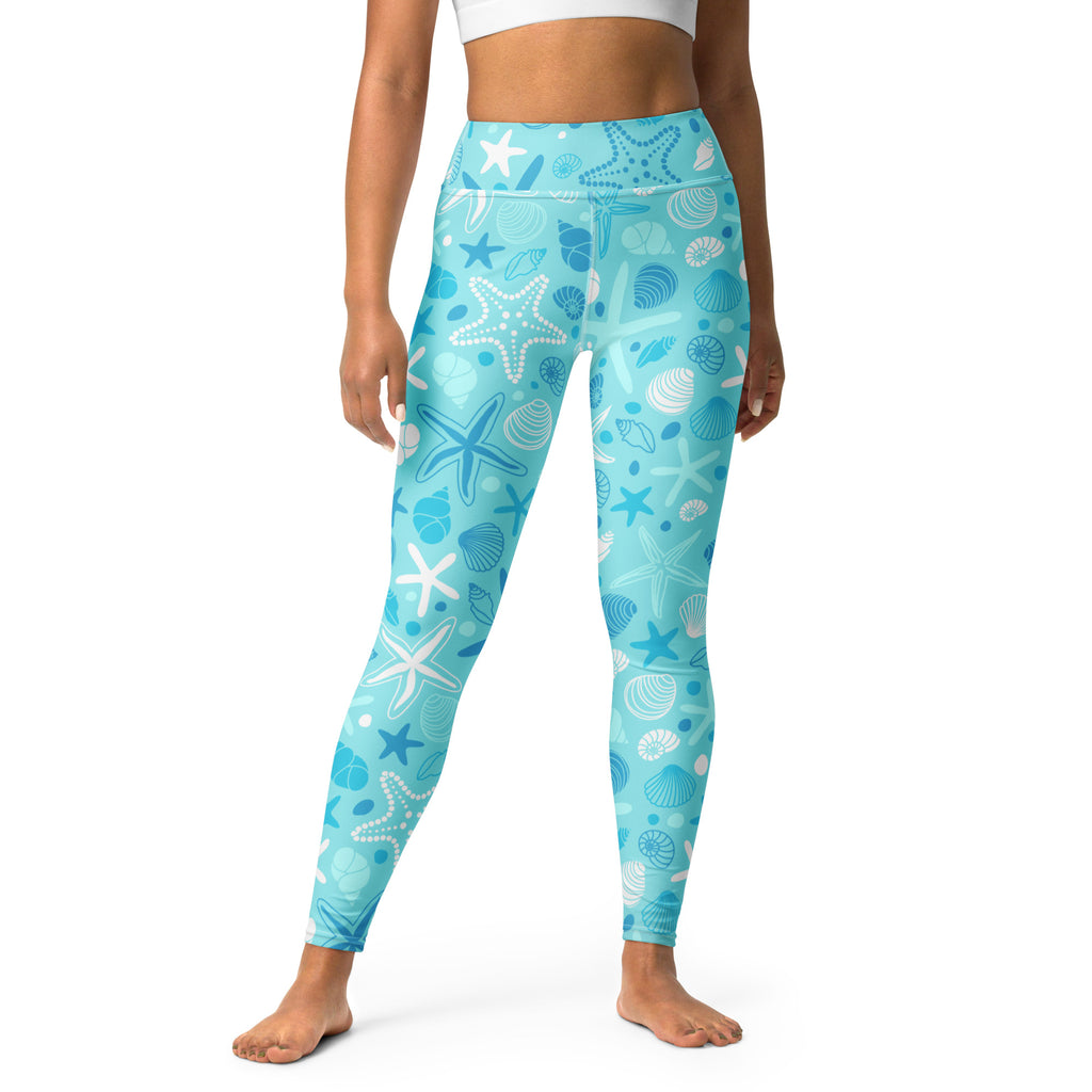 Women's Starfish & Shells Buttery Soft Yoga Leggings - Quick Drying, High Waisted Comfort