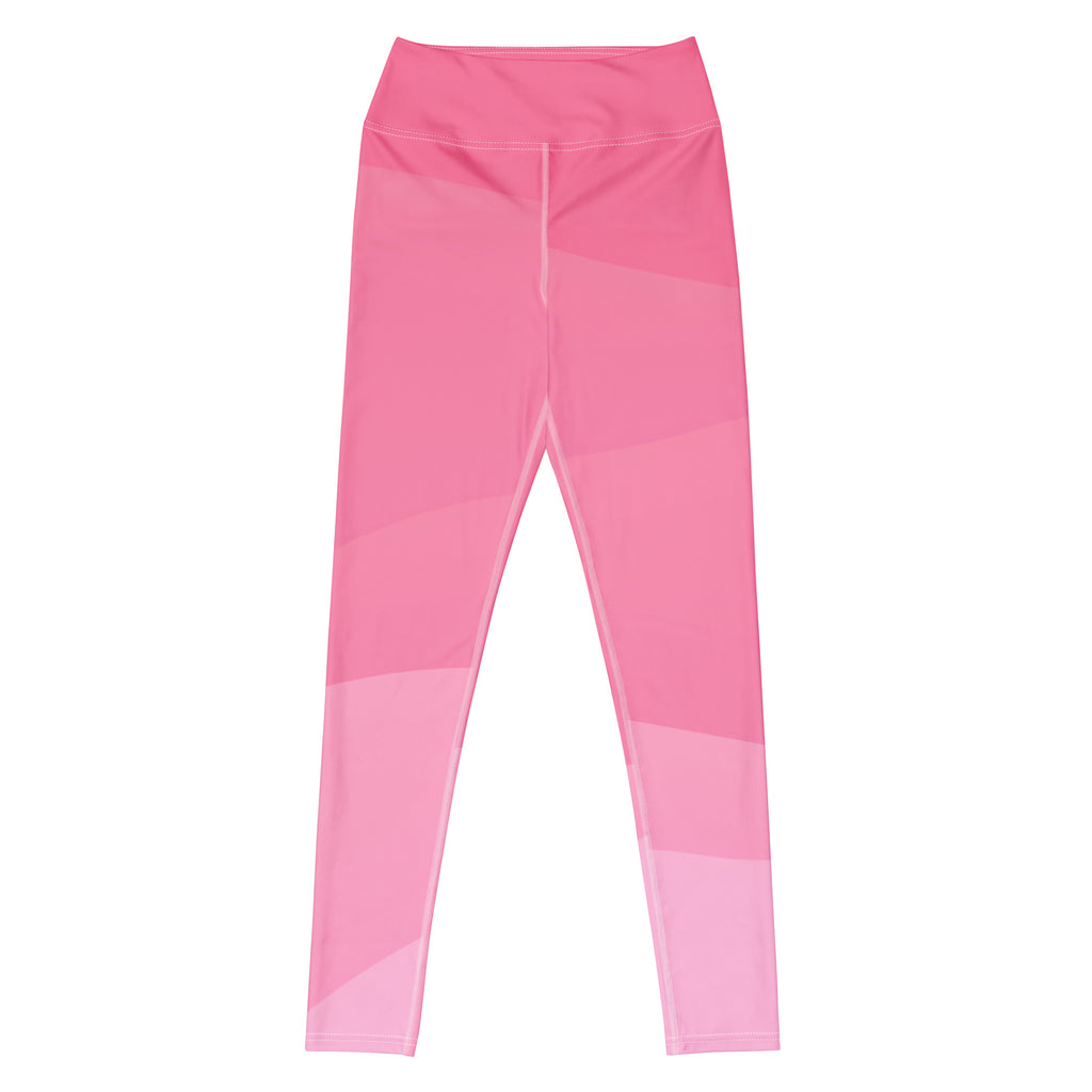 Women's Pink Ombre Waves Buttery Soft Yoga Leggings - Quick Drying, High Waisted Comfort