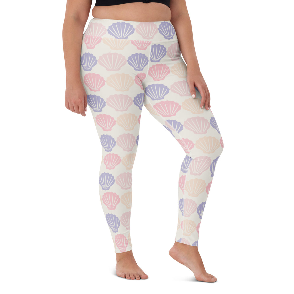 Women's Pastel Seashell Buttery Soft Yoga Leggings - Quick Drying, High Waisted Comfort