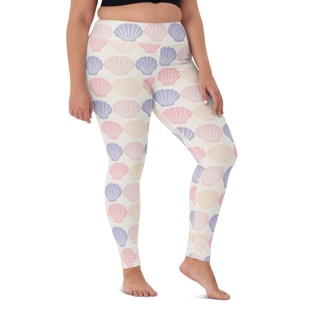 Women's Pastel Seashell Buttery Soft Yoga Leggings - Quick Drying, High Waisted Comfort