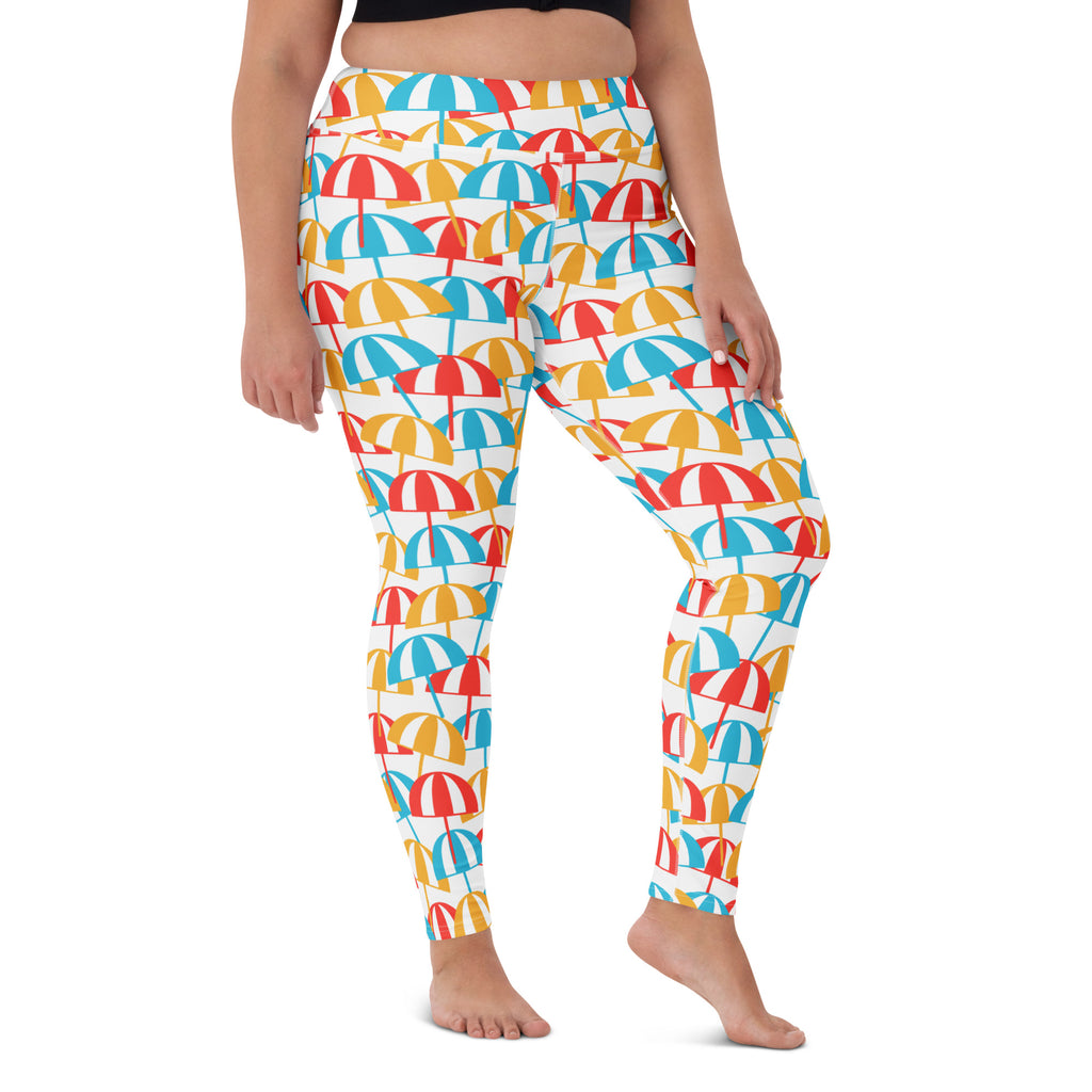 Women's Beach Umbrella Buttery Soft Yoga Leggings - Quick Drying, High Waisted Comfort