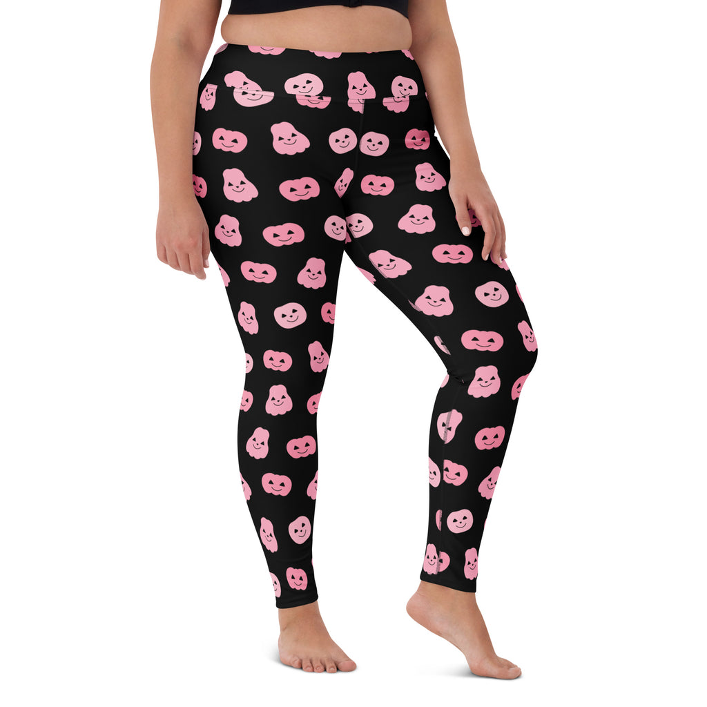 Women's Pink Pumpkin Halloween Buttery Soft Yoga Leggings - Quick Drying, High Waisted Comfort