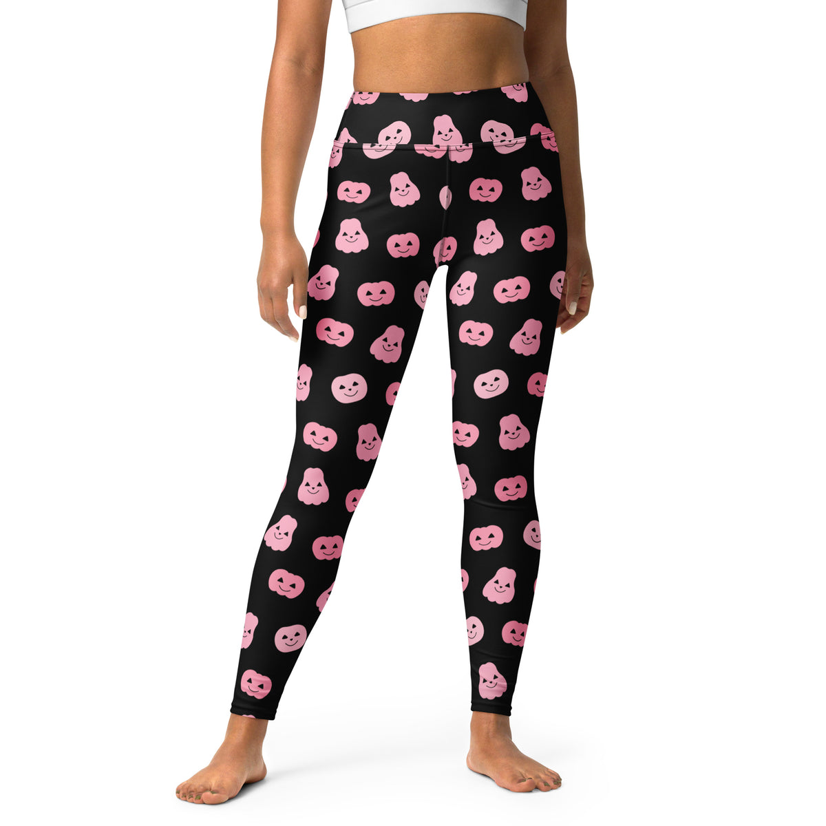 Women's Pink Pumpkin Halloween Buttery Soft Yoga Leggings - Quick Drying, High Waisted Comfort