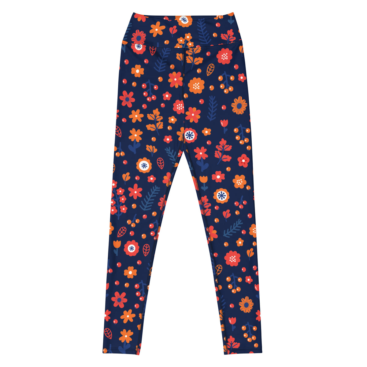 Women's Navy Floral Buttery Soft Yoga Leggings - Quick Drying, High Waisted Comfort