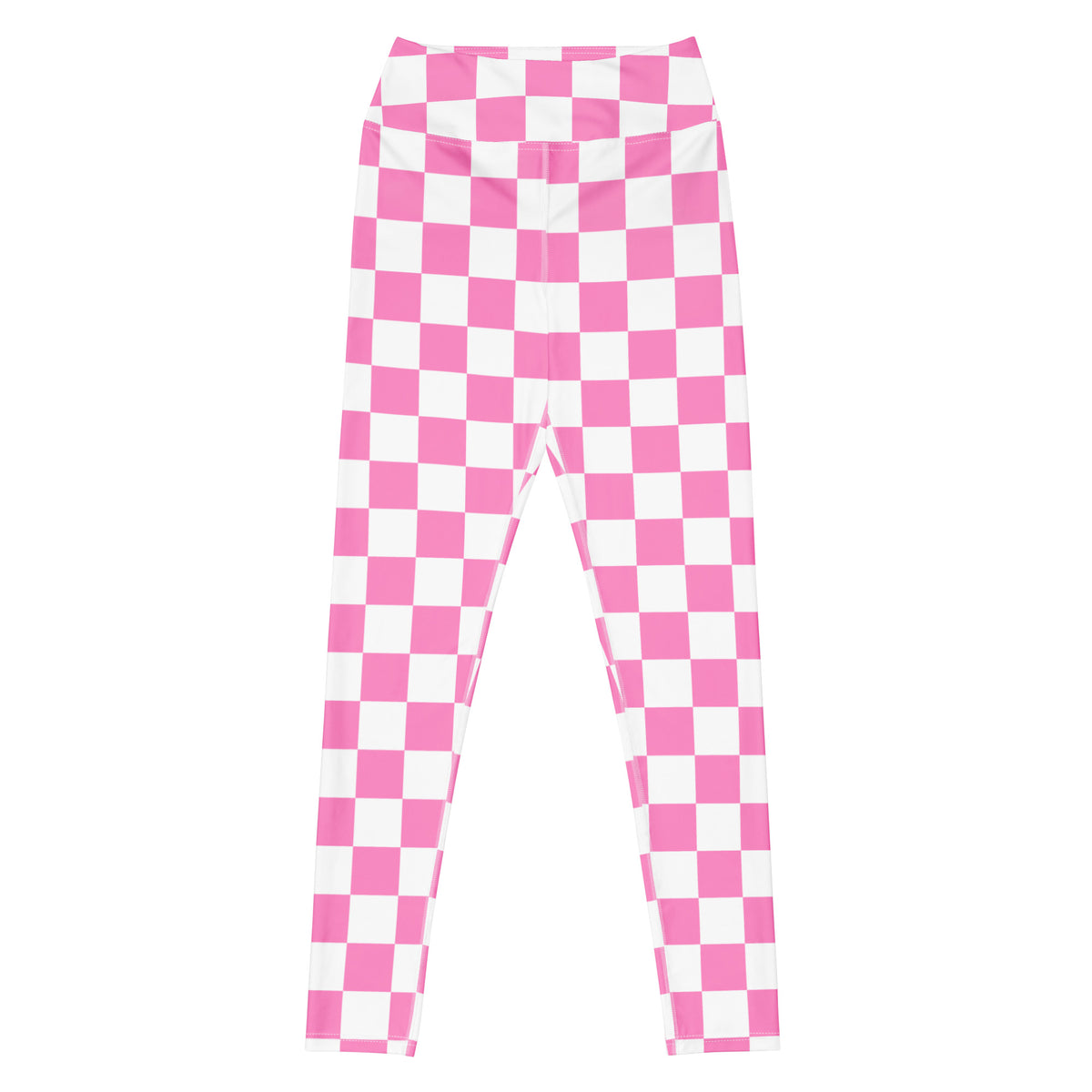 Women's Pink Checkered Buttery Soft Yoga Leggings - Quick Drying, High Waisted Comfort