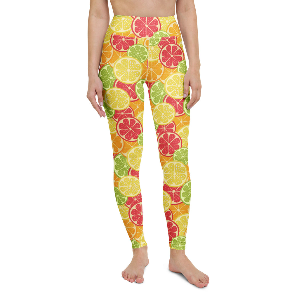 Women's Citrus Fruit Buttery Soft Yoga Leggings - Quick Drying, High Waisted Comfort