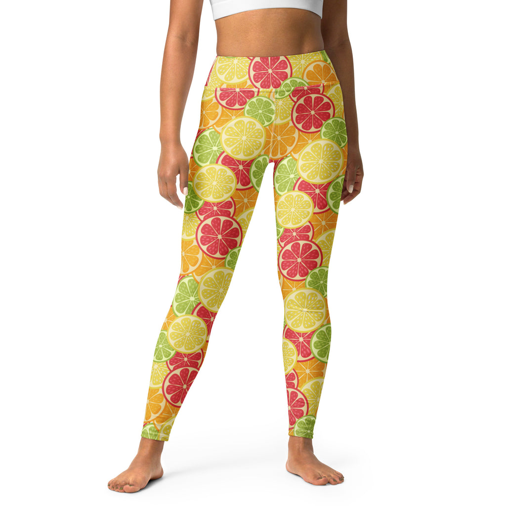 Women's Citrus Fruit Buttery Soft Yoga Leggings - Quick Drying, High Waisted Comfort
