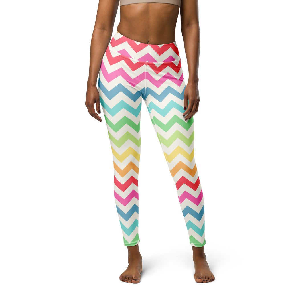 Women's Rainbow Chevron Buttery Soft Yoga Leggings - Quick Drying, High Waisted Comfort