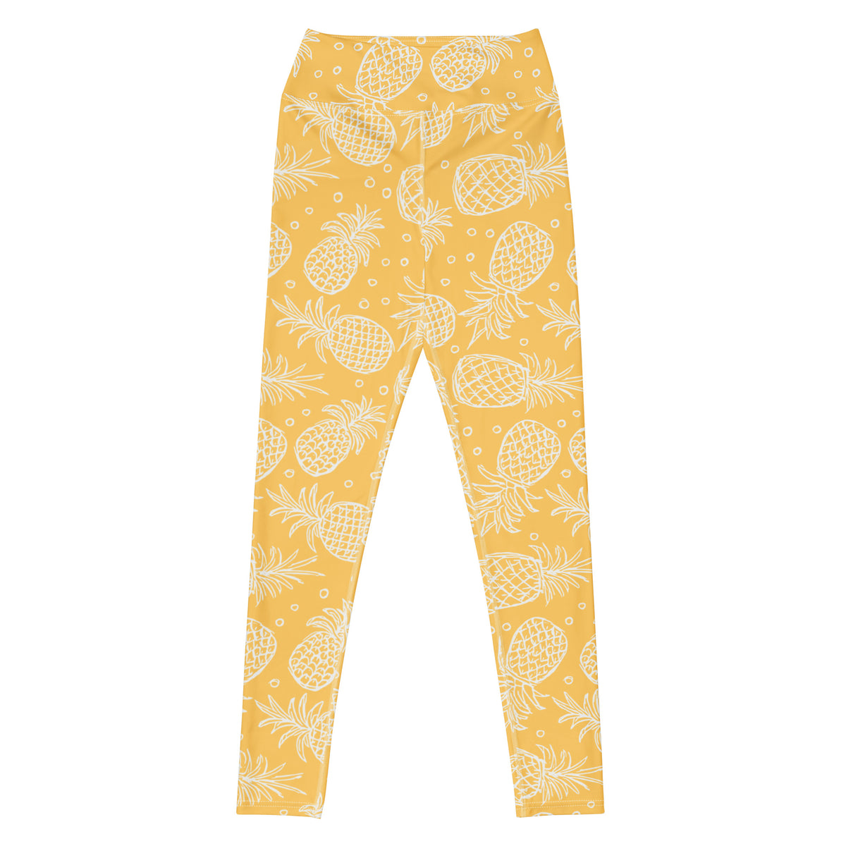 Women's Golden Yellow Pineapple Buttery Soft Yoga Leggings - Quick Drying, High Waisted Comfort