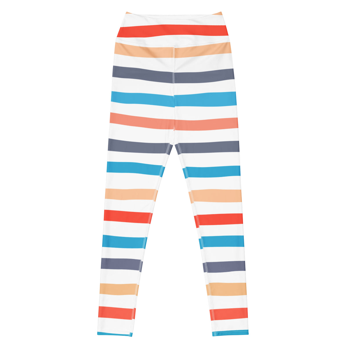 Women's Colorful Striped Beach Themed Buttery Soft Yoga Leggings - Quick Drying, High Waisted Comfort