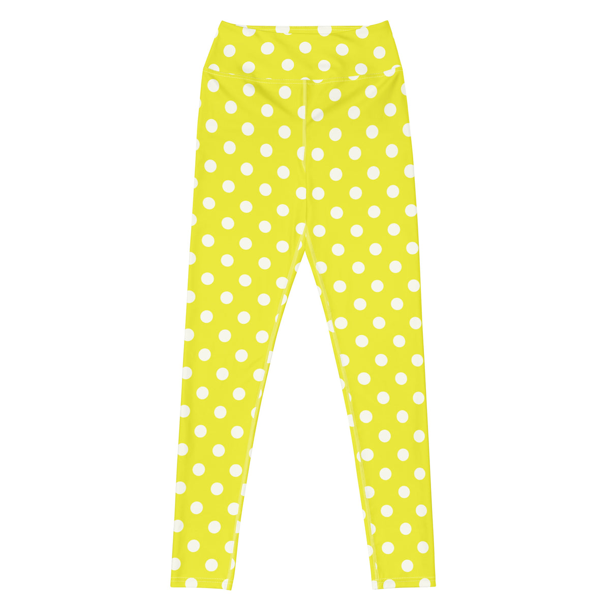 Women's Vibrant Yellow Polka Dot Buttery Soft Yoga Leggings - Quick Drying, High Waisted Comfort