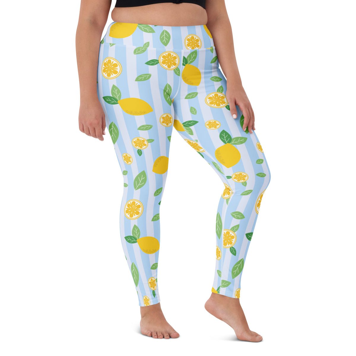 Women's Lemon Stripe Buttery Soft Yoga Leggings - Quick Drying, High Waisted Comfort