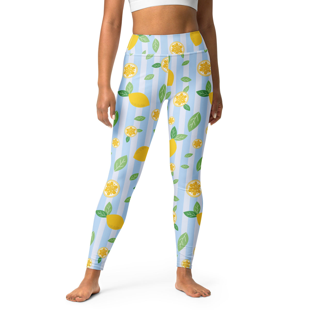 Women's Lemon Stripe Buttery Soft Yoga Leggings - Quick Drying, High Waisted Comfort