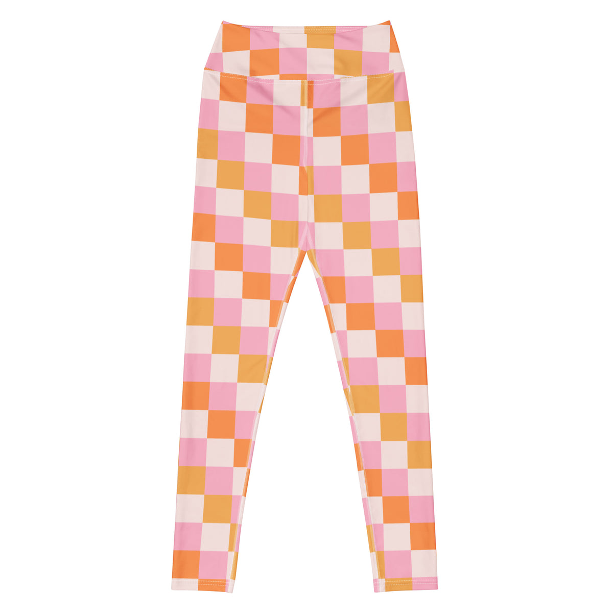 Women's Sunset Checkerboard Buttery Soft Yoga Leggings - Quick Drying, High Waisted Comfort