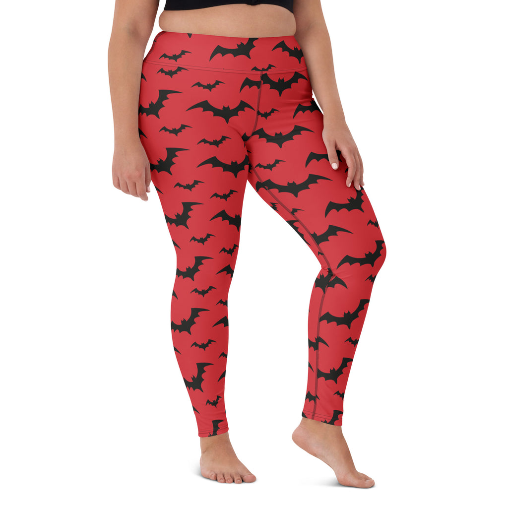Women's Red Buttery Soft Yoga Leggings - Quick Drying, High Waisted Comfort