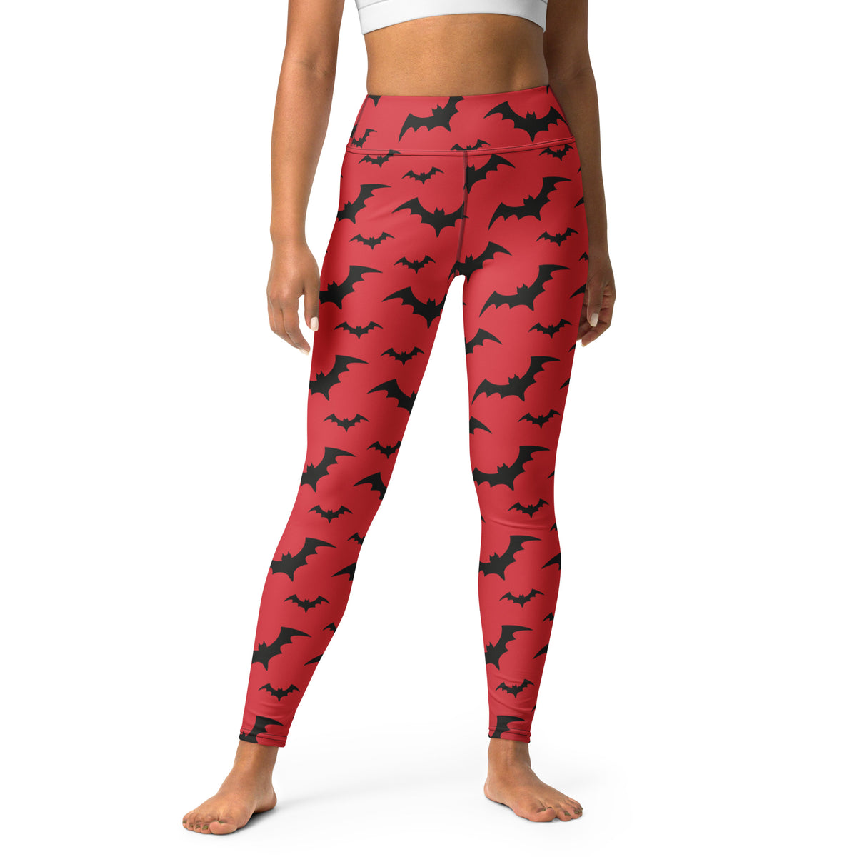 Women's Red Buttery Soft Yoga Leggings - Quick Drying, High Waisted Comfort