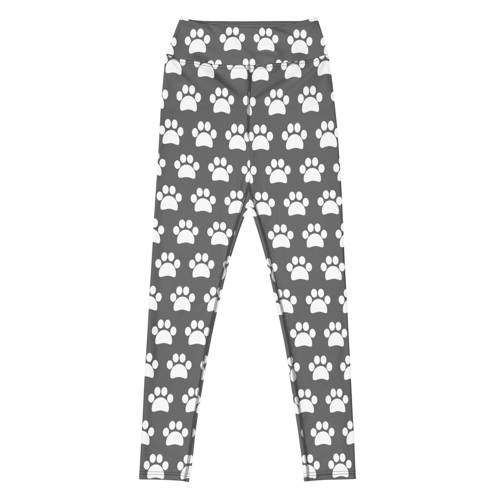Women's Gray Paw Print Buttery Soft Yoga Leggings - Quick Drying, High Waisted Comfort