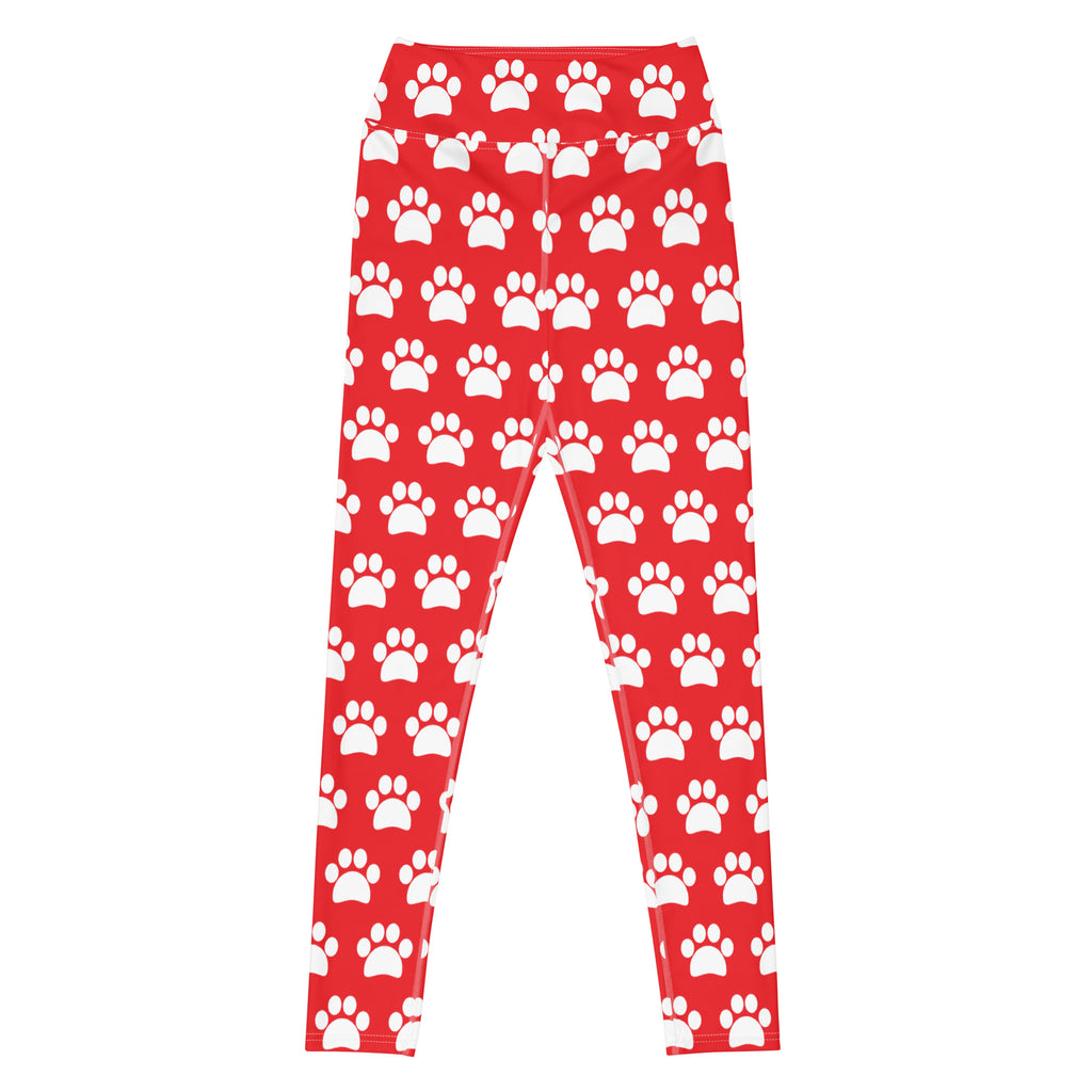 Women's Red Paw Print Buttery Soft Yoga Leggings - Quick Drying, High Waisted Comfort