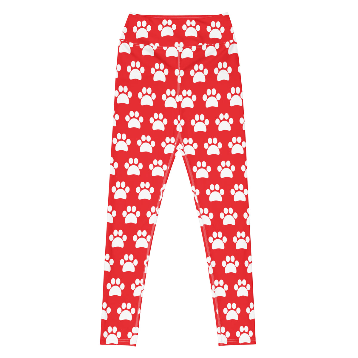 Women's Red Paw Print Buttery Soft Yoga Leggings - Quick Drying, High Waisted Comfort