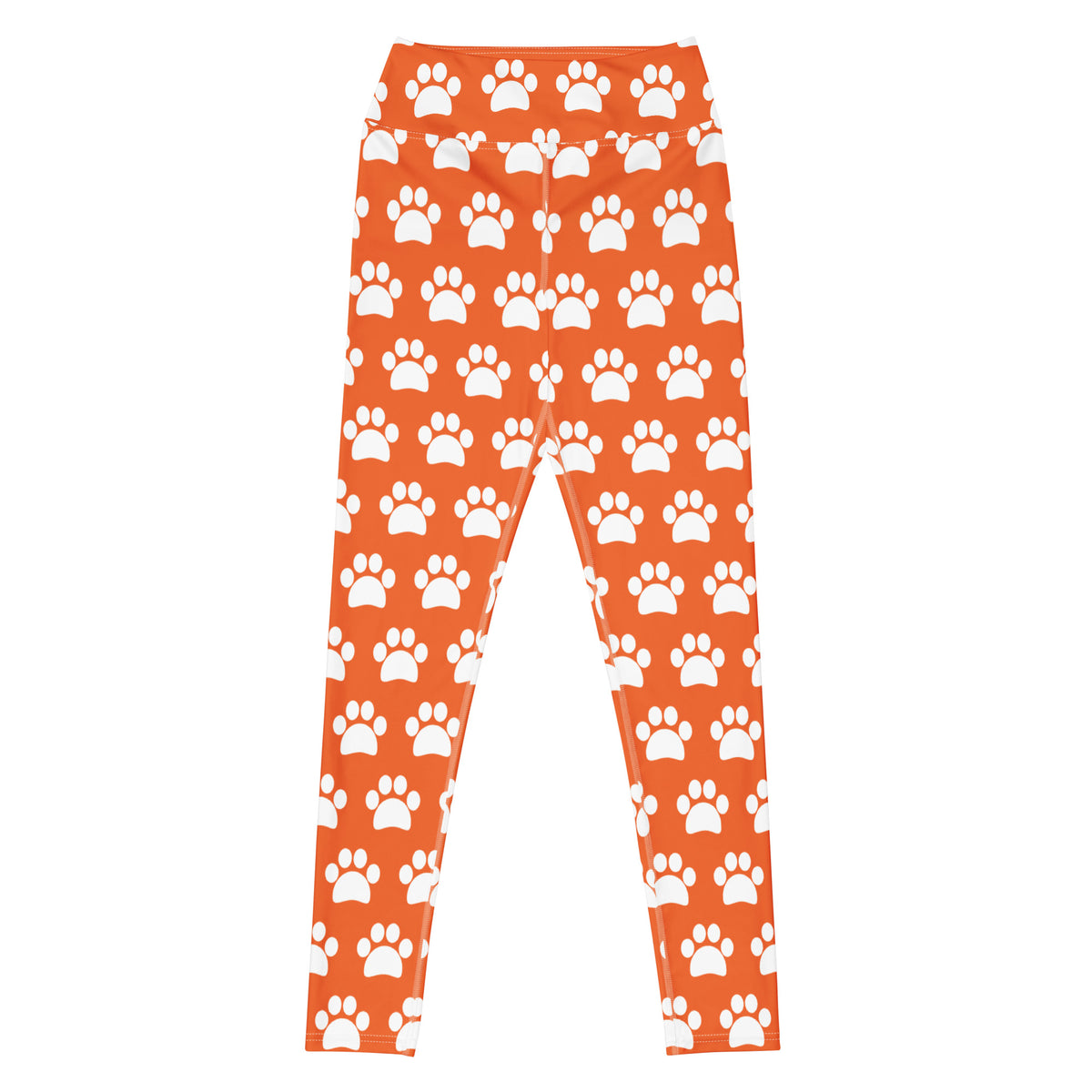 Women's Orange Paw Print Buttery Soft Yoga Leggings - Quick Drying, High Waisted Comfort