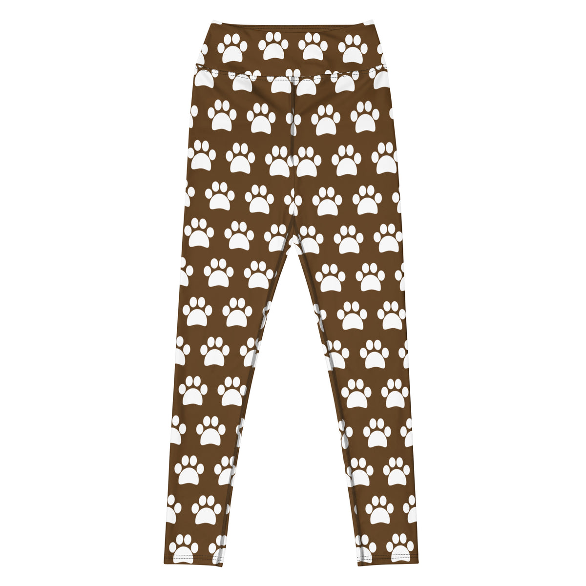 Women's Brown Paw Print Buttery Soft Yoga Leggings - Quick Drying, High Waisted Comfort