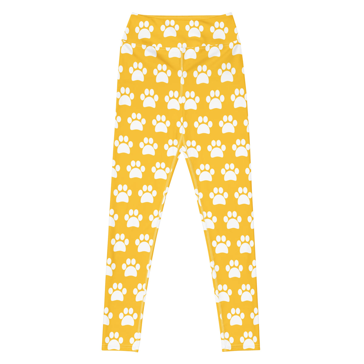 Women's Yellow Paw Print Buttery Soft Yoga Leggings - Quick Drying, High Waisted Comfort