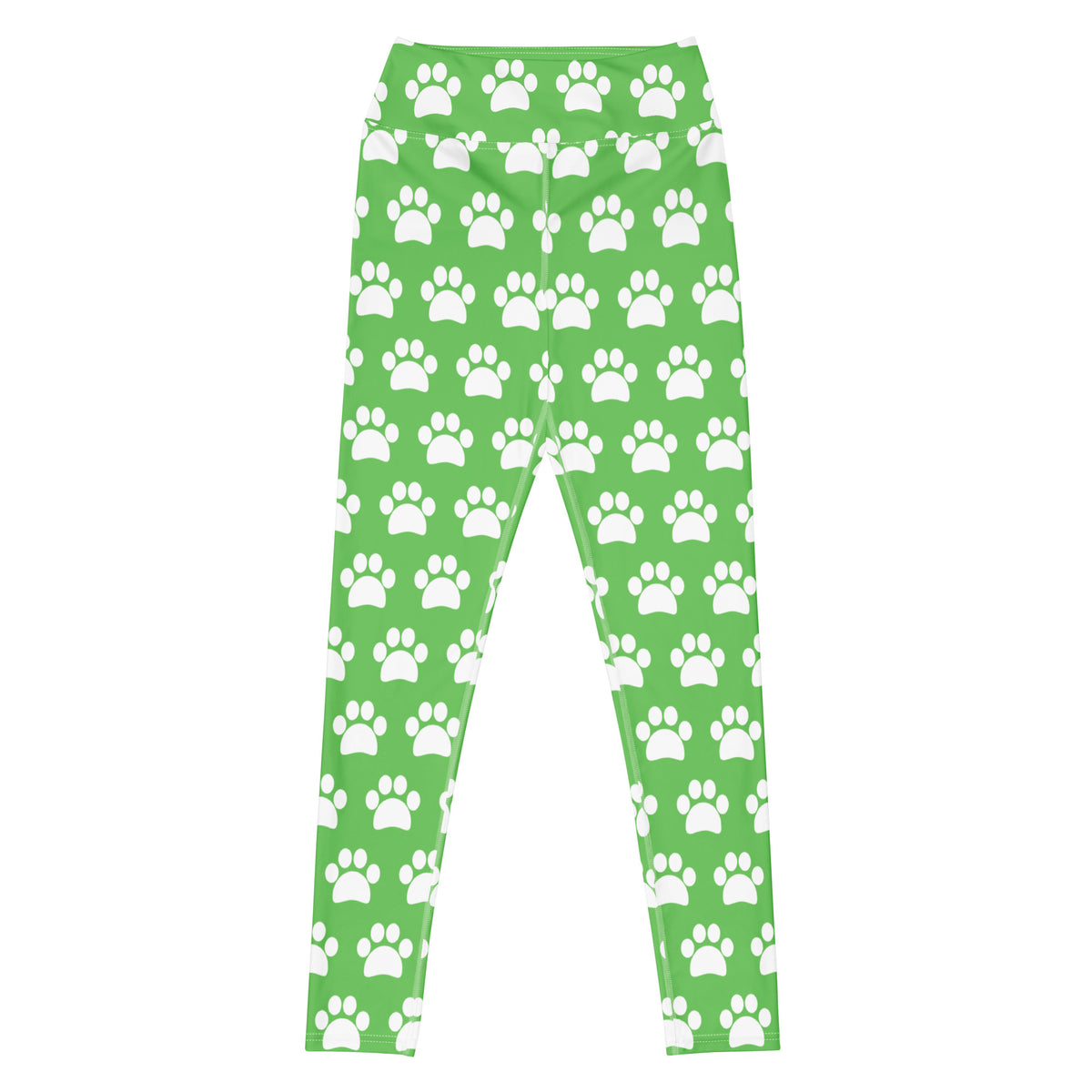 Women's Green Paw Print Buttery Soft Yoga Leggings - Quick Drying, High Waisted Comfort