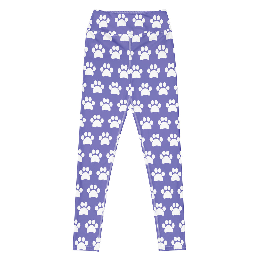 Women's Purple Paw Print Buttery Soft Yoga Leggings - Quick Drying, High Waisted Comfort
