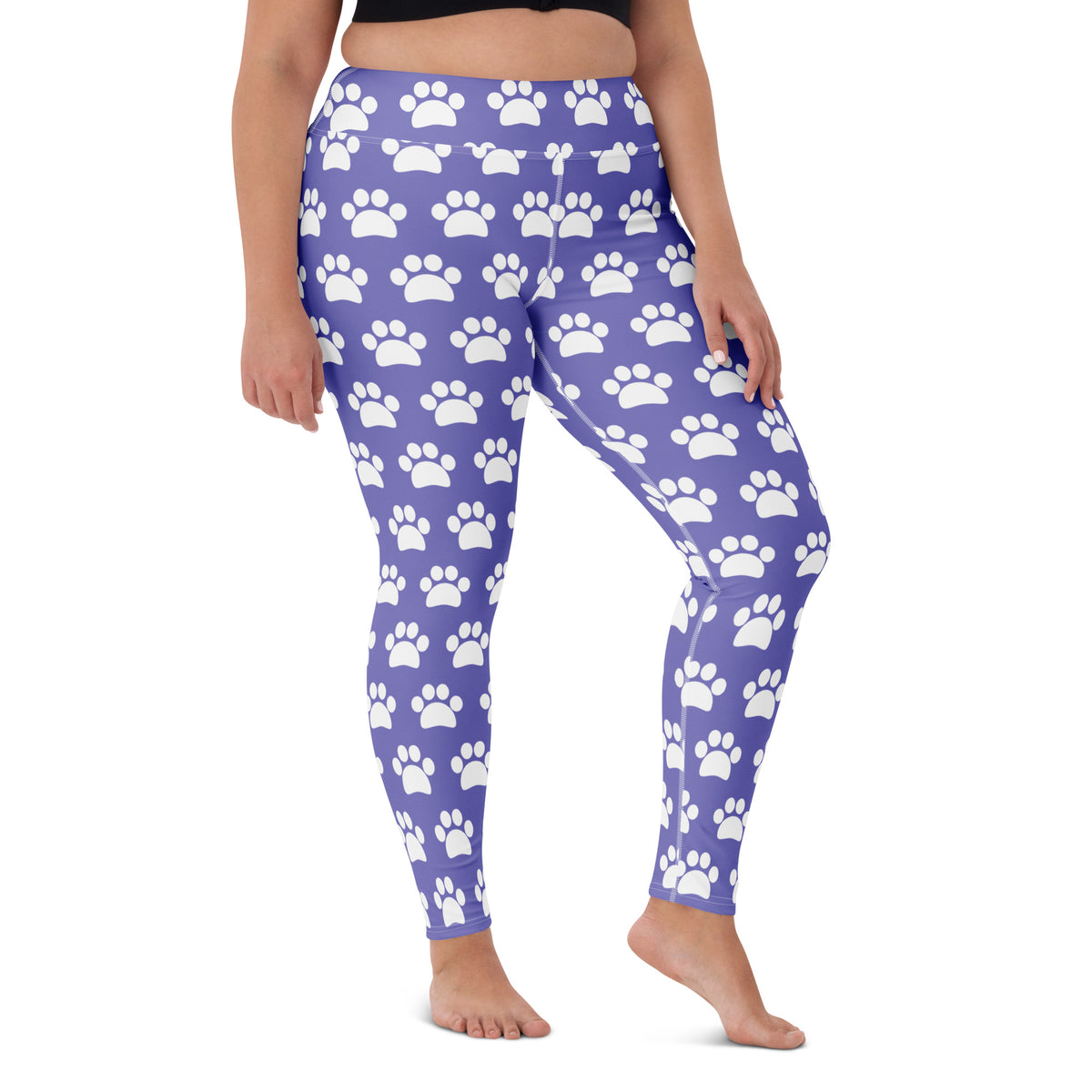 Women's Purple Paw Print Buttery Soft Yoga Leggings - Quick Drying, High Waisted Comfort